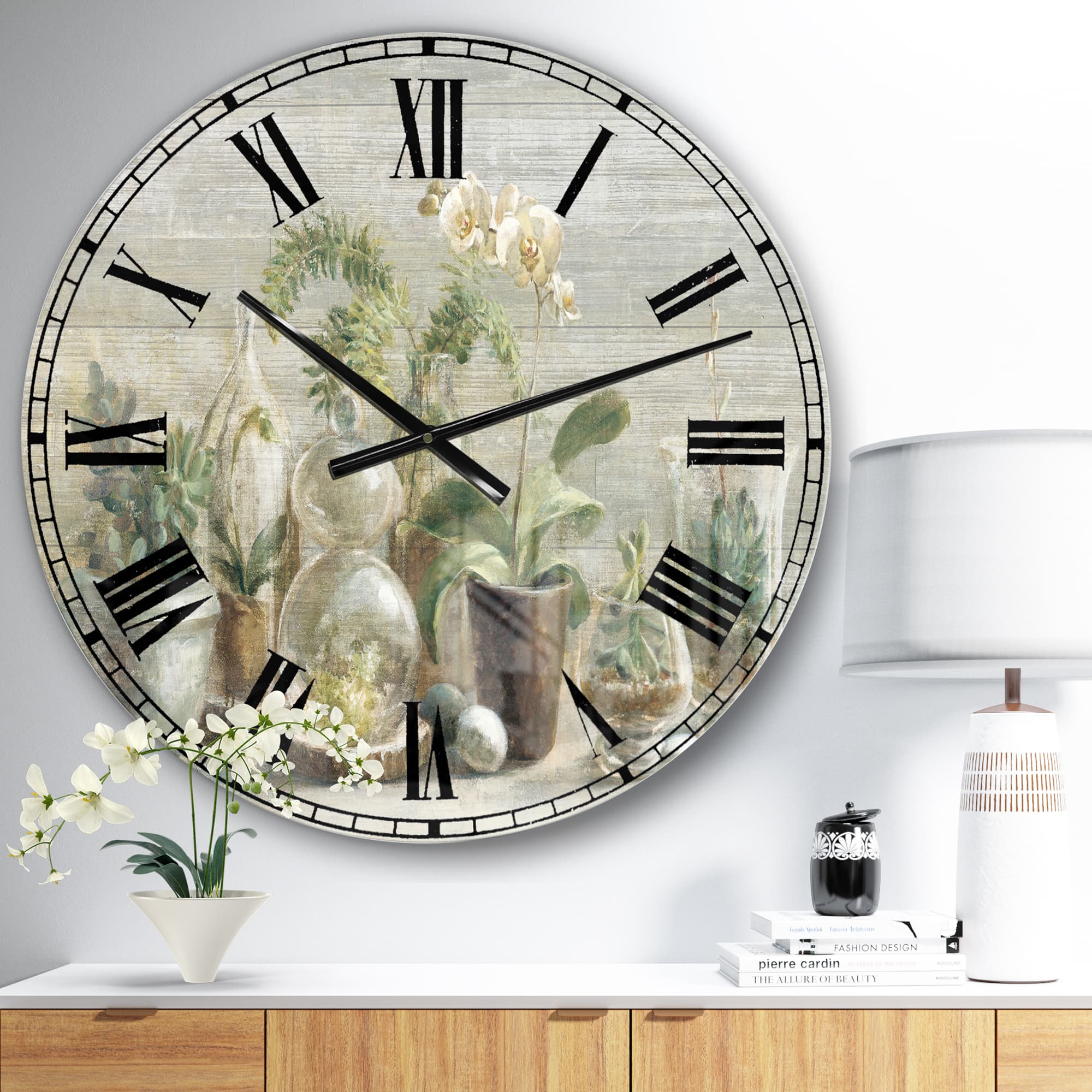 Designart Composition of Orchids Traditional Wall Clock